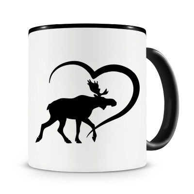 Tasse mit dem Motiv Herz mit Norwegen Elch