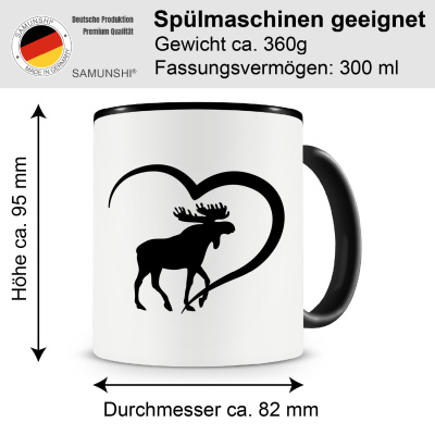 Tasse mit dem Motiv Herz mit Kanada Elch - Ansicht 2