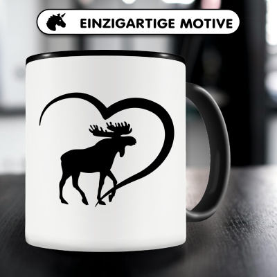 Tasse mit dem Motiv Herz mit Kanada Elch - Ansicht 3