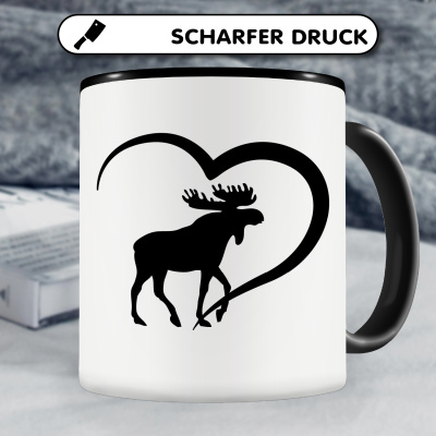 Tasse mit dem Motiv Herz mit Kanada Elch - Ansicht 5