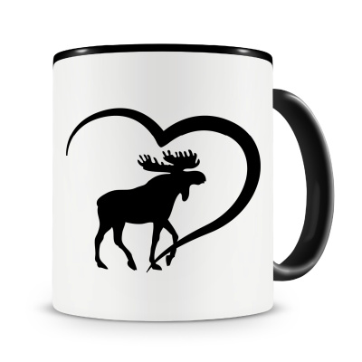 Tasse mit dem Motiv Herz mit Kanada Elch