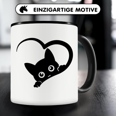Tasse mit dem Motiv Herz mit Katze - Ansicht 3