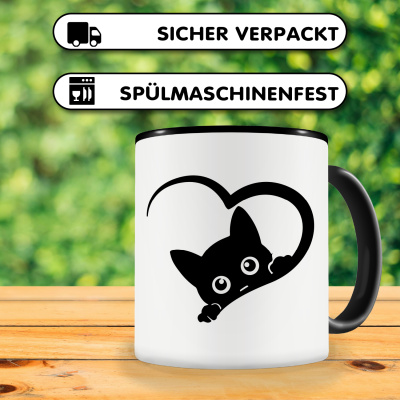 Tasse mit dem Motiv Herz mit Katze - Ansicht 4