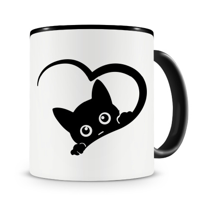 Tasse mit dem Motiv Herz mit Katze