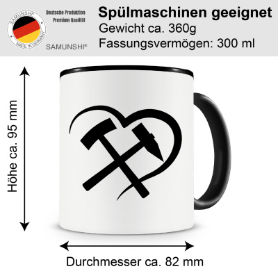 Tasse mit dem Motiv Herz mit Schlgel und Eisen - Ansicht 2