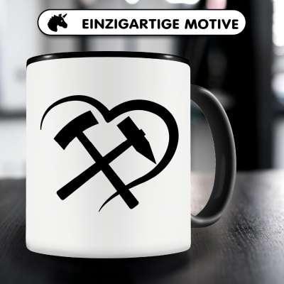 Tasse mit dem Motiv Herz mit Schlgel und Eisen - Ansicht 3