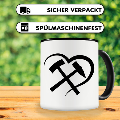 Tasse mit dem Motiv Herz mit Schlgel und Eisen - Ansicht 4