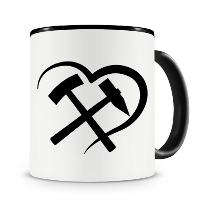 Tasse mit dem Motiv Herz mit Schlgel und Eisen