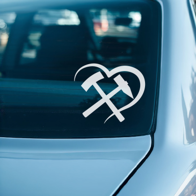 Herz mit Schlgel und Eisen Autoaufkleber - Ansicht 2
