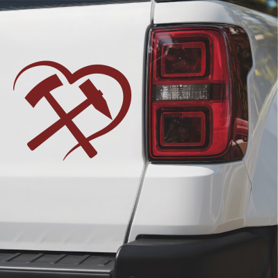 Herz mit Schlgel und Eisen Autoaufkleber - Ansicht 3