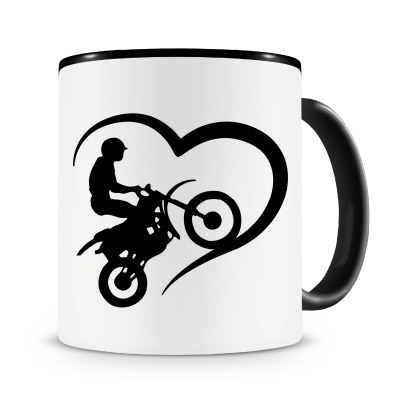 Tasse mit dem Motiv Herz mit Motocross