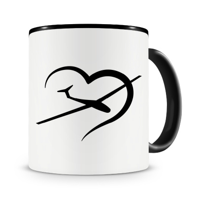 Tasse mit dem Motiv Herz mit Segelflieger