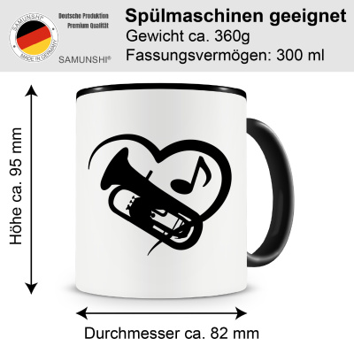 Tasse mit dem Motiv Herz mit Euphonium - Ansicht 2