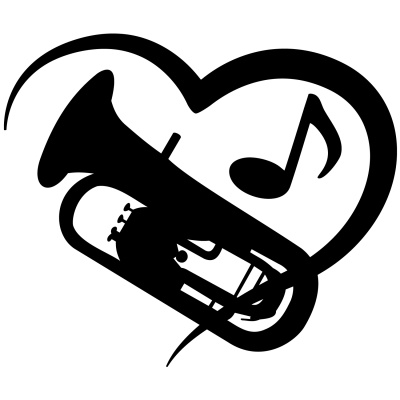 Herz mit Euphonium Autoaufkleber