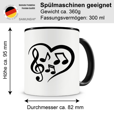 Tasse mit dem Motiv Herz mit Musik Musiknoten - Ansicht 2