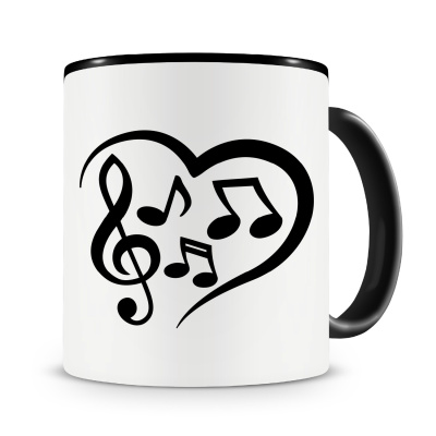Tasse mit dem Motiv Herz mit Musik Musiknoten
