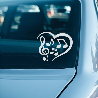 Herz mit Musik Musiknoten Autoaufkleber - Ansicht 2