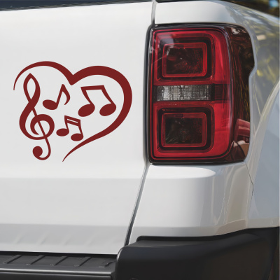 Herz mit Musik Musiknoten Autoaufkleber - Ansicht 3