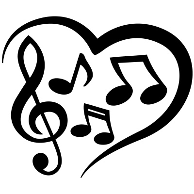 Herz mit Musik Musiknoten Autoaufkleber