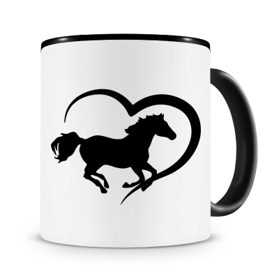 Tasse mit dem Motiv Herz mit Pferd
