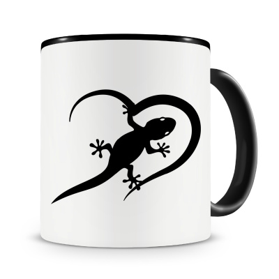 Tasse mit dem Motiv Herz mit Gecko