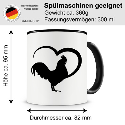 Tasse mit dem Motiv Herz mit Hahn - Ansicht 2