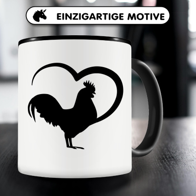 Tasse mit dem Motiv Herz mit Hahn - Ansicht 3
