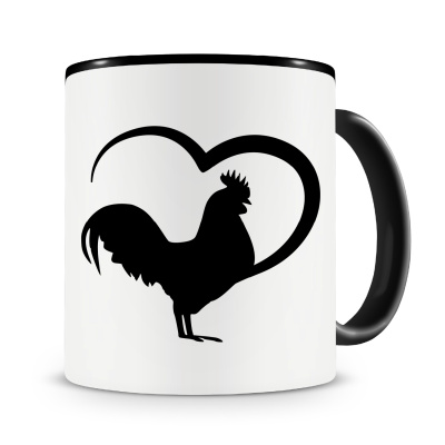 Tasse mit dem Motiv Herz mit Hahn