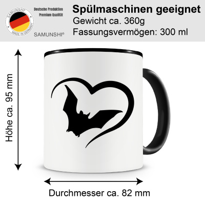 Tasse mit dem Motiv Herz mit Fledermaus - Ansicht 2