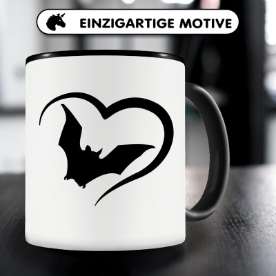 Tasse mit dem Motiv Herz mit Fledermaus - Ansicht 3