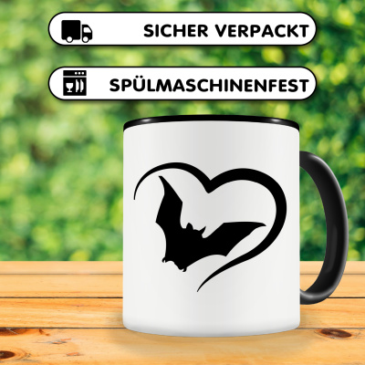 Tasse mit dem Motiv Herz mit Fledermaus - Ansicht 4