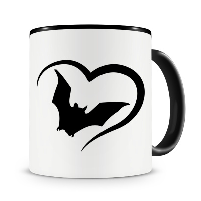 Tasse mit dem Motiv Herz mit Fledermaus