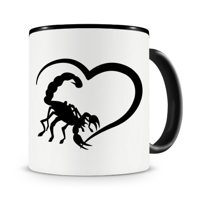 Tasse mit dem Motiv Herz mit Skorpion