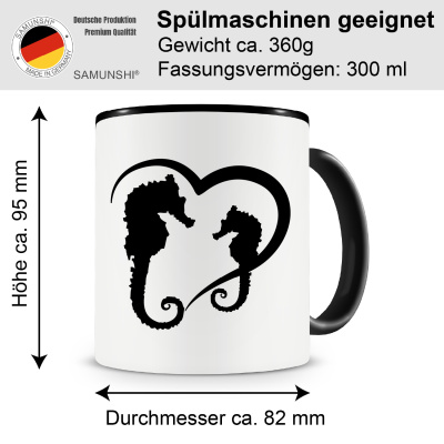 Tasse mit dem Motiv Herz mit Seepferdchen - Ansicht 2