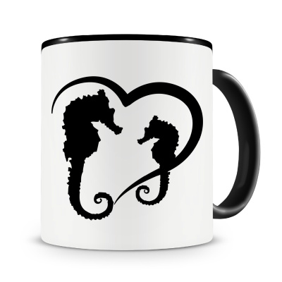 Tasse mit dem Motiv Herz mit Seepferdchen