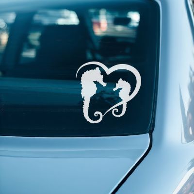 Herz mit Seepferdchen Autoaufkleber - Ansicht 2