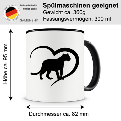 Tasse mit dem Motiv Herz mit Panther Leopard Jaguar - Ansicht 2