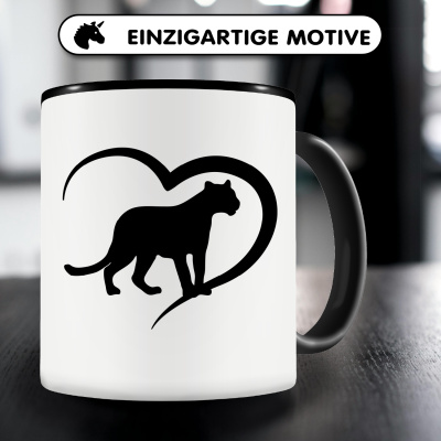 Tasse mit dem Motiv Herz mit Panther Leopard Jaguar - Ansicht 3