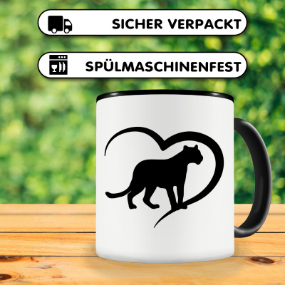 Tasse mit dem Motiv Herz mit Panther Leopard Jaguar - Ansicht 4