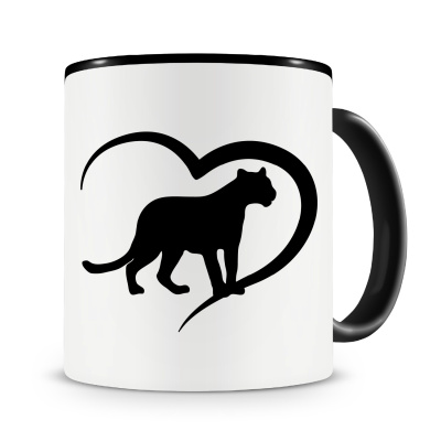Tasse mit dem Motiv Herz mit Panther Leopard Jaguar