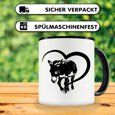 Tasse mit dem Motiv Herz mit Esel - Ansicht 4