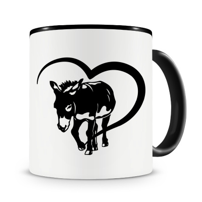 Tasse mit dem Motiv Herz mit Esel