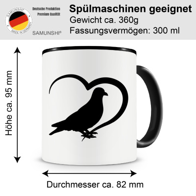 Tasse mit dem Motiv Herz mit Taube - Ansicht 2