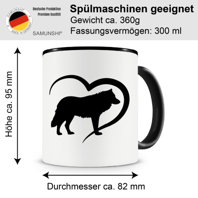 Tasse mit dem Motiv Herz mit Wolf - Ansicht 2