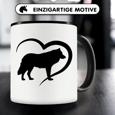 Tasse mit dem Motiv Herz mit Wolf - Ansicht 3