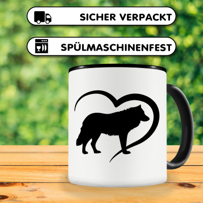 Tasse mit dem Motiv Herz mit Wolf - Ansicht 4