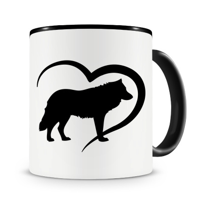 Tasse mit dem Motiv Herz mit Wolf