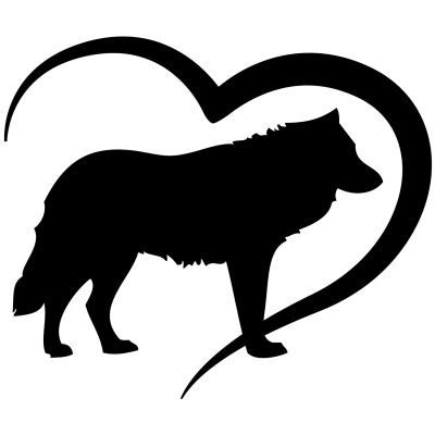 Herz mit Wolf Autoaufkleber
