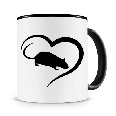 Tasse mit dem Motiv Herz mit Ratte