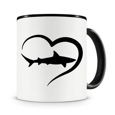 Tasse mit dem Motiv Herz mit Hai